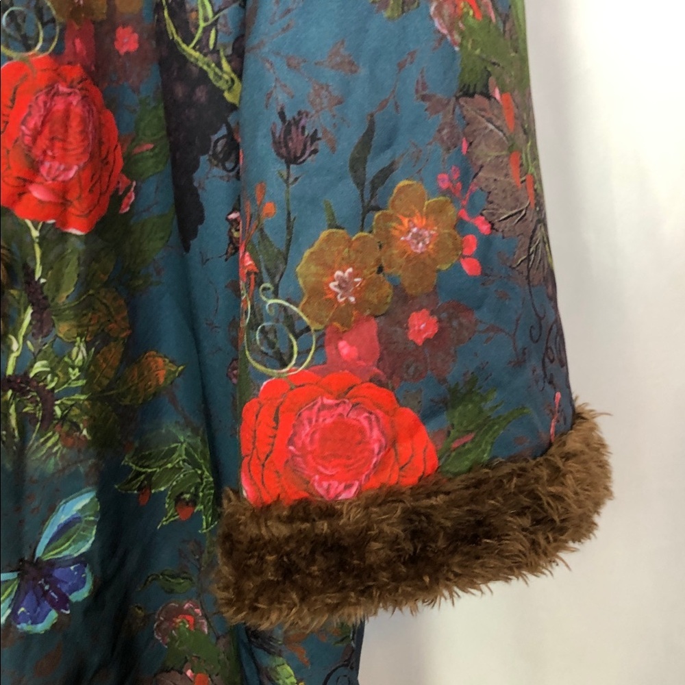 EMERY ROSE Floral & Butterfly Print Contrast Trim Hooded Coat  3XL - Picture 10 of 15